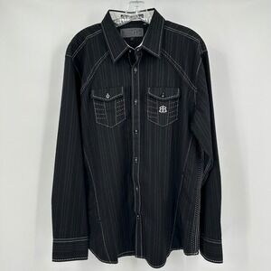 Roar Mens Western Rocker Button Down Shirt Size L Contrast Stitch Rockabilly